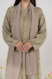 Sage Green Jacquard Abaya with Attached Hijab