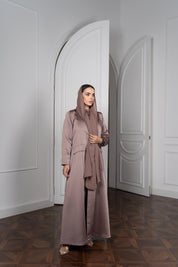 Satin Wrap-Scarf Abaya