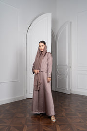Satin Wrap-Scarf Abaya