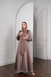 Satin Wrap-Scarf Abaya