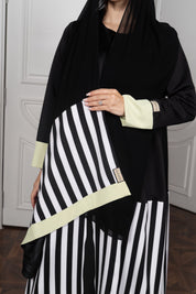 Black Satin Abaya | Draped Turtleneck