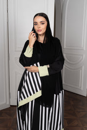 Black Satin Abaya | Draped Turtleneck