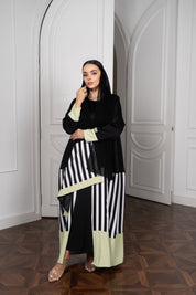 Black Satin Abaya | Draped Turtleneck