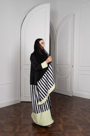 Black Satin Abaya | Draped Turtleneck