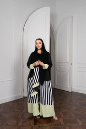 Black Satin Abaya | Draped Turtleneck