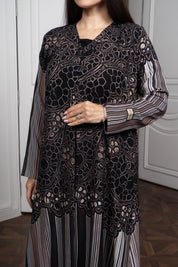 Printed Chiffon Abaya - Geometric Luxury Design