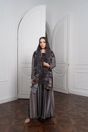 Printed Chiffon Abaya - Geometric Luxury Design